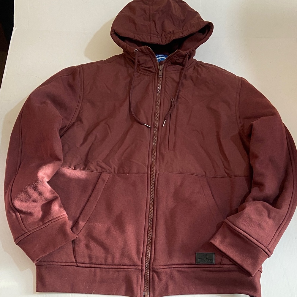 Men's Maroon Zip-Up Hoodie-Thick T Max Heat-Heavyweight Jacket NWOT
